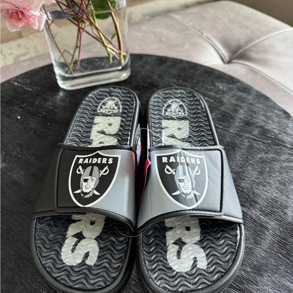 Raiders Black and Gray Slide Sandals - Picture 1 of 3